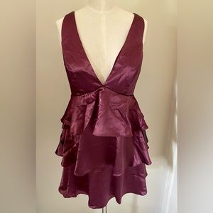 Lulu's “Tiers of Joy” plum mini dress